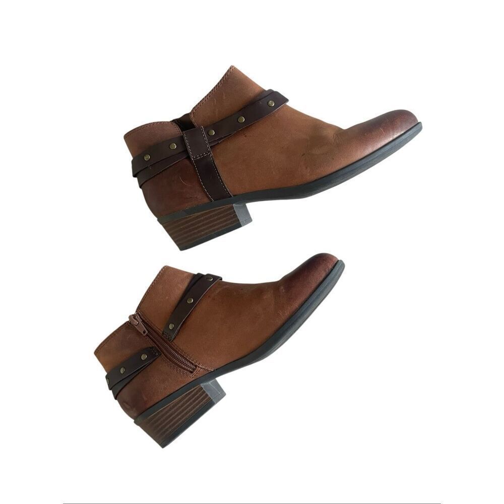 Clark’s Collection Addiy Zoei Brown Leather Ankle Boots Women’s Sz 8 8M Booties - Picture 5 of 8